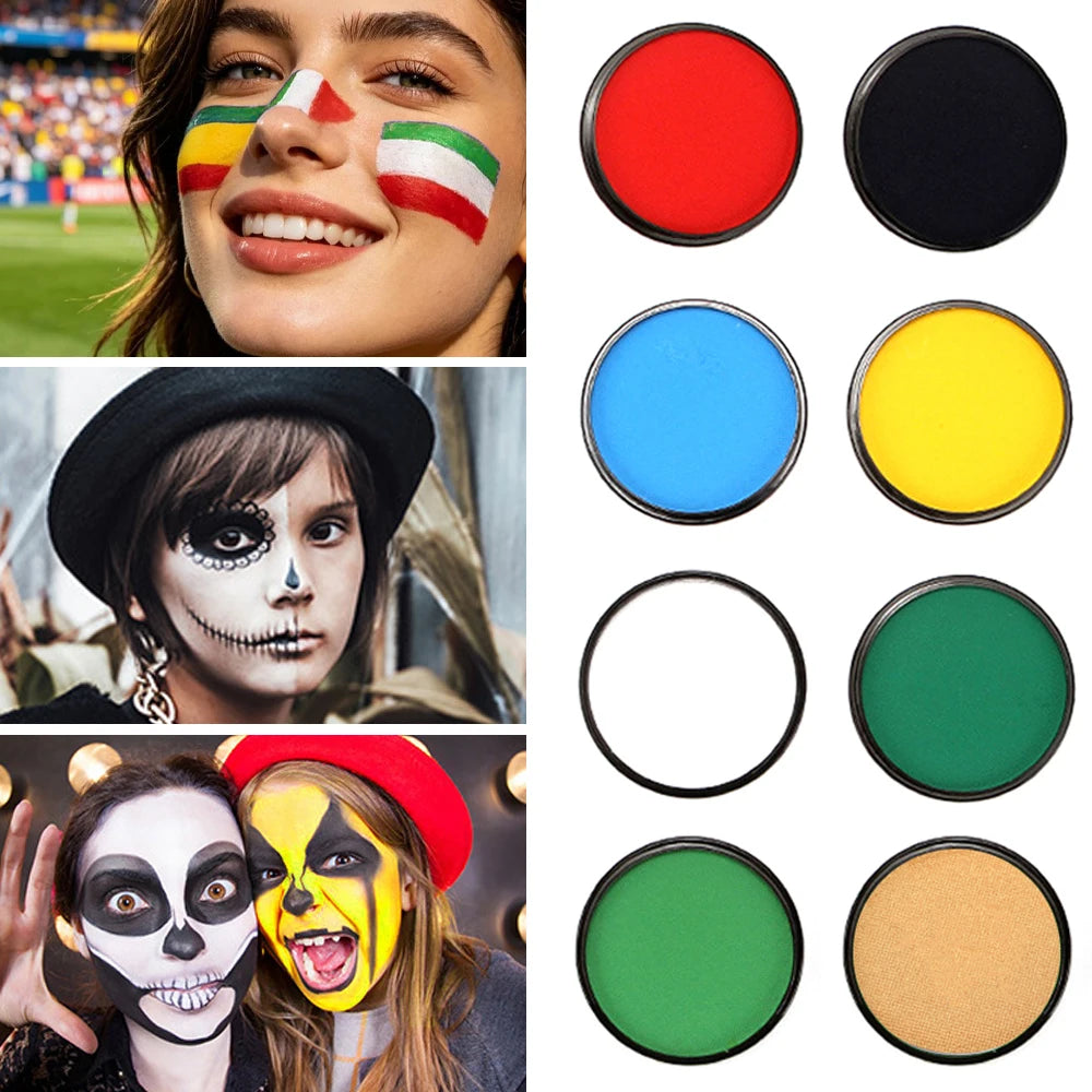 Water-Activated Face Body Painting Palette,Monochromatic 30g Halloween Festive Washable Face and Body Paint set Makeup Cosmetic Oasis Select