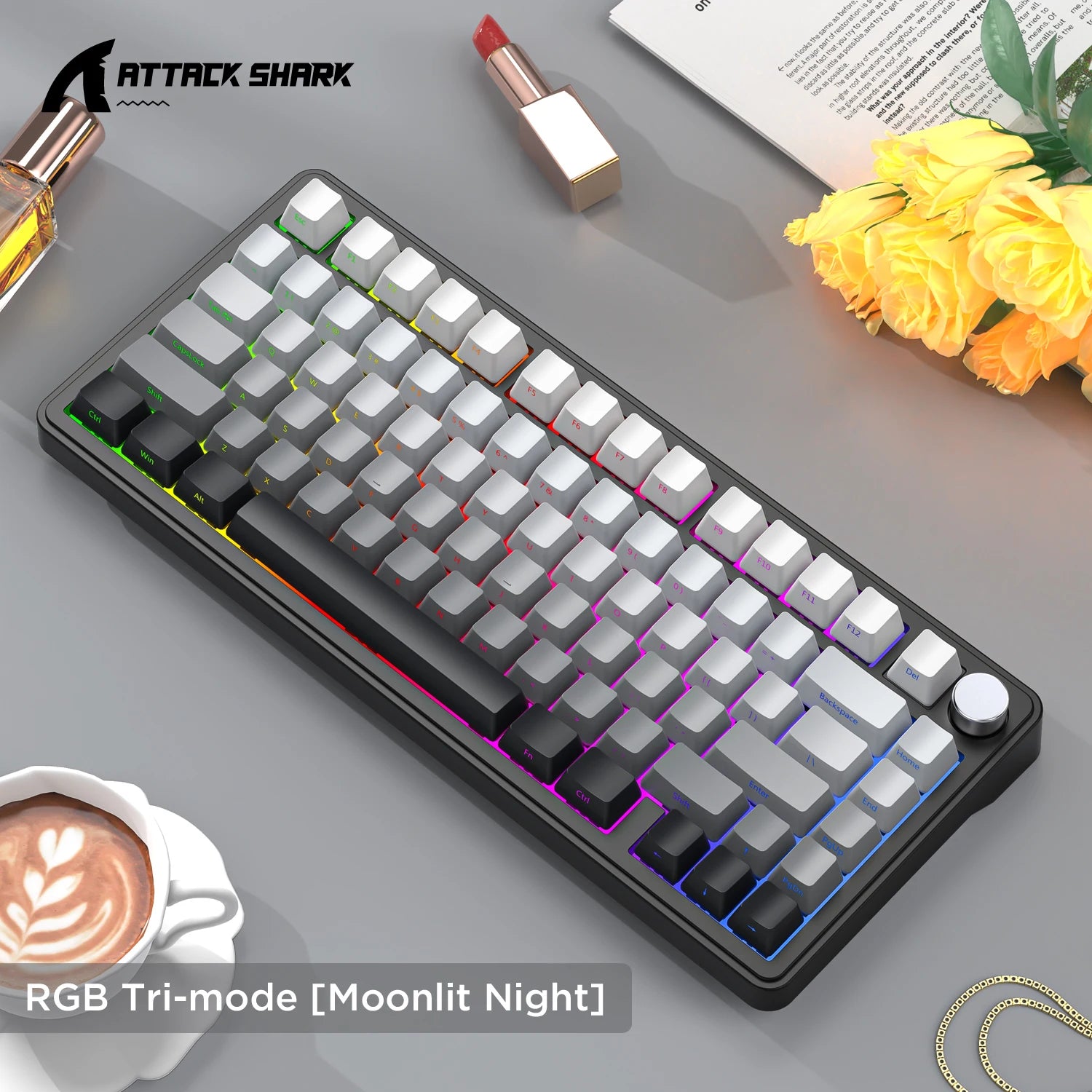 ATTACK SHARK X85 & X85Pro Wireless Mechanical Gaming Keyboard, 75% Layout, Hot Swappable, RGB, Bluetooth, PBT, Gasket Design Oasis Select X85-moonlight night