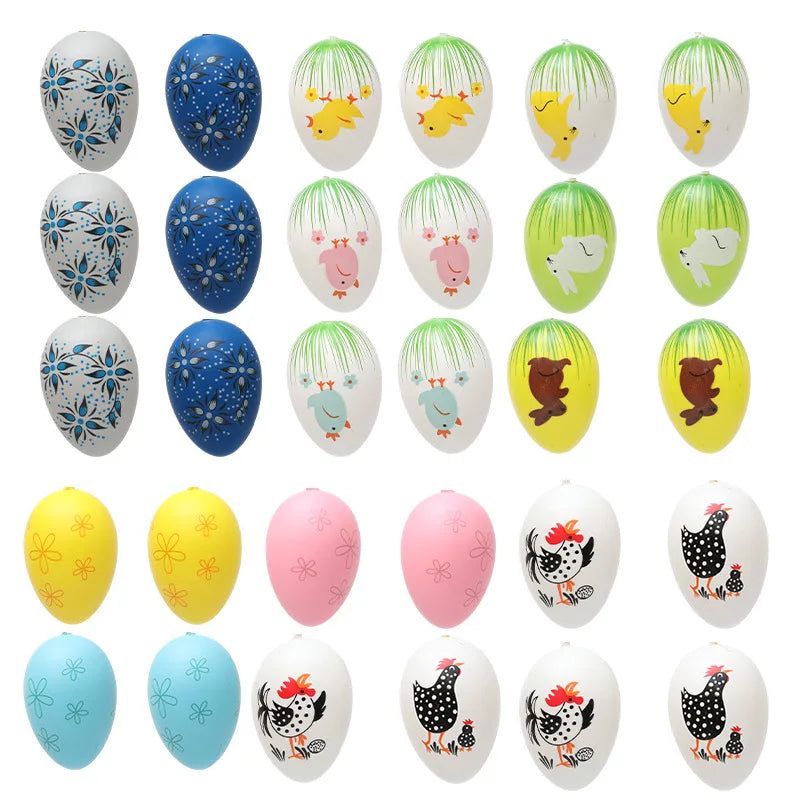 6Pcs Easter Egg Hanging Ornaments Artificial Plastic Egg Pendants Easter Tree Decorations Festival Home Party Decor Oasis Select