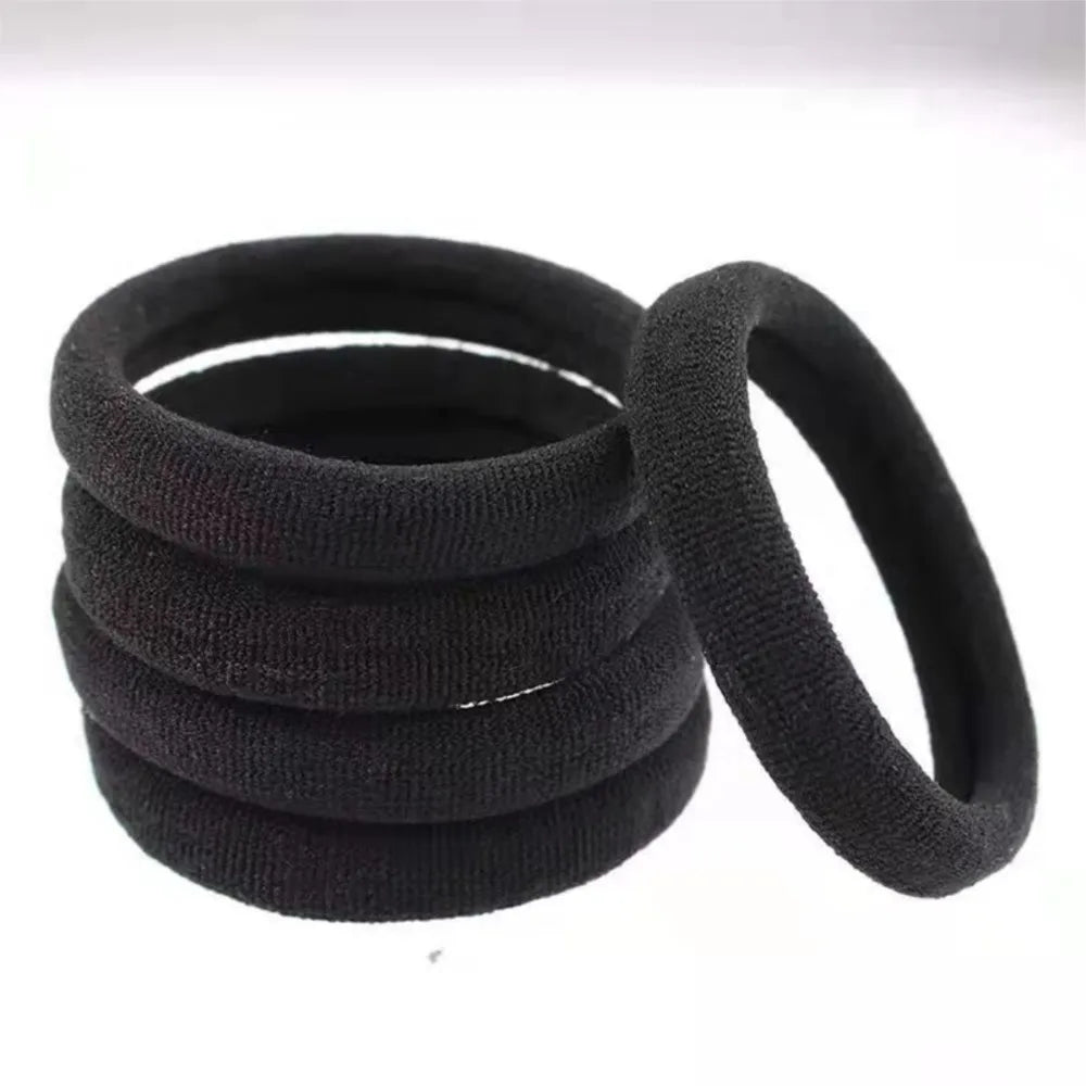 10/100pcs Black Hair Ties, No Damage Seamless Hair Ties Ponytail Holders Elastics Hair Accessories for Women Girls Oasis Select