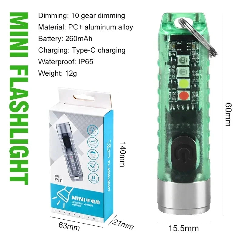 ESMARTER Mini EDC Keychain Flashlight 400LM USB-C UV Magnetic