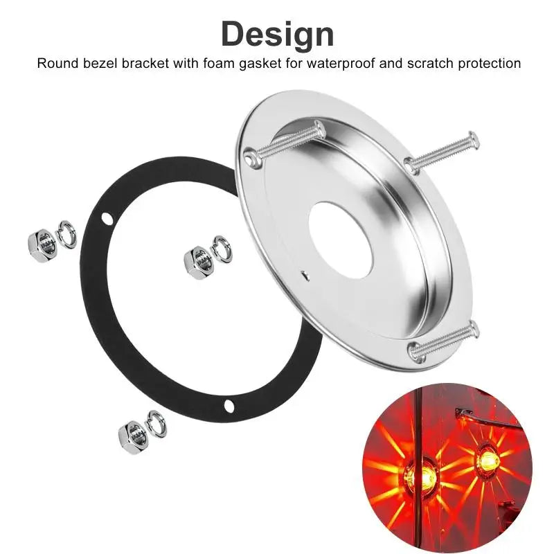 Watermelon Lights Mounting Bracket Tail Light Side Marker Light Chrome Bezel Rear Holder For RV Truck Trailer Bus Pickup Tractor Oasis Select