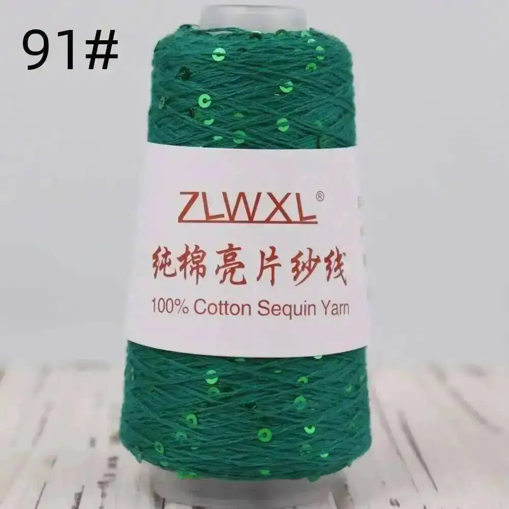 50g Sequin Cotton Yarn DIY Knitted Decoration Hand Crochet Ткань 400M 3mm Oasis Select