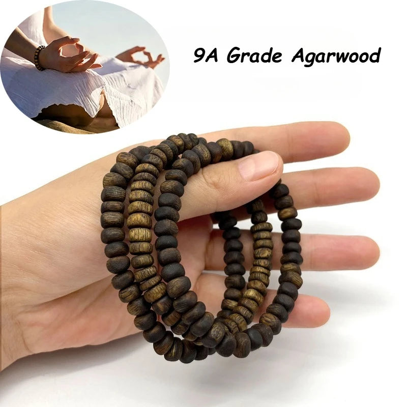 Agarwood Prayer Rosary Bracelet，Arabian Luxury Incense Scent Oudh Wood Prayer Bead Bracelets for Purifying Soul Yoga Meditation Oasis Select