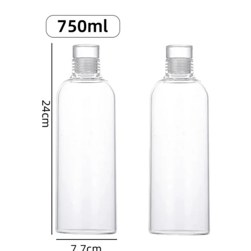 2Pcs Borosilicate Transparent Glass Cup No Scale Portable Leak-Proof Water Bottle, for Coffee, Juice, Milk, Tea, Other Beverages Oasis Select 750ml-2Pcs 300ML-1000ML