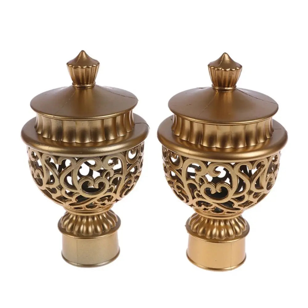 2pcs Durable Hollow Out Decorative Curtain Rod Cap Curtain Rod Head Drapery Rail Ends Curtain Accessories Oasis Select gold