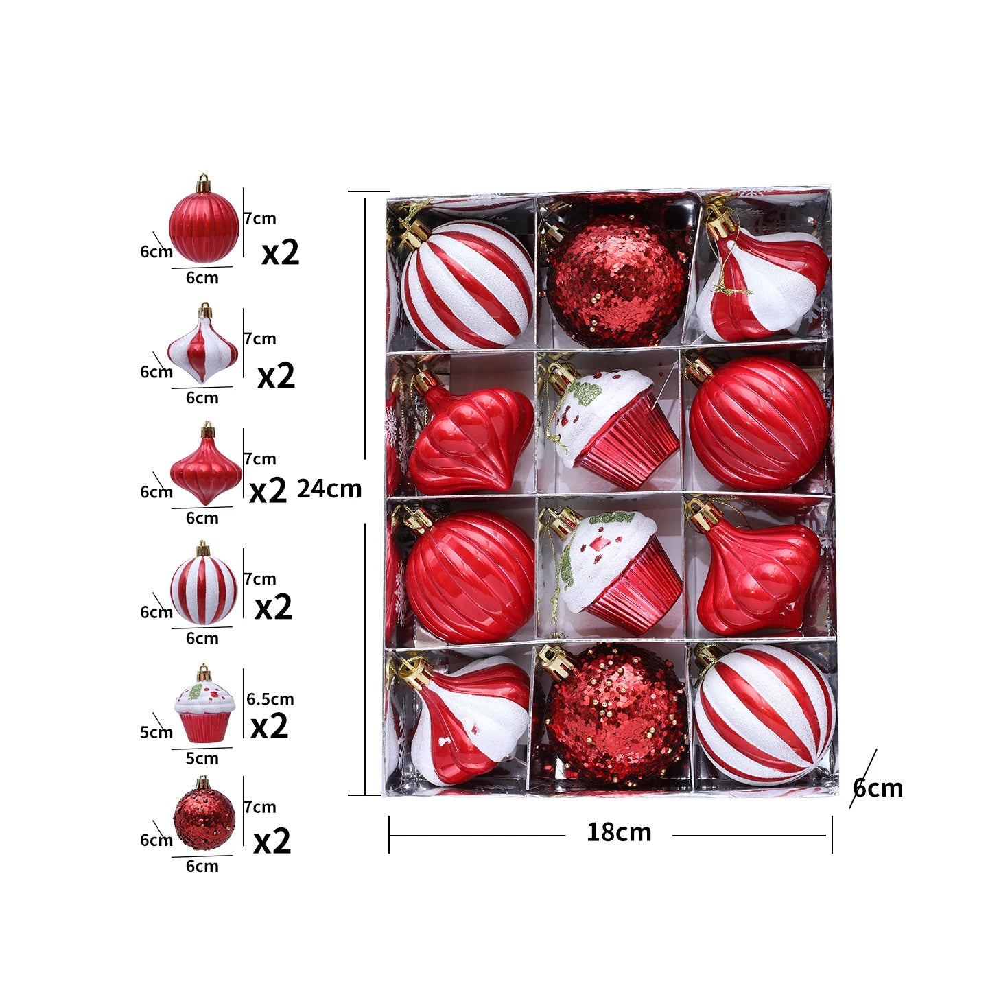 12 Pcs 2.4 Inch Christmas Ball Ornaments for Tree,Red and Green Glittering Hanging Bulbs Pendants for Christmas Tree Decorations Oasis Select Red