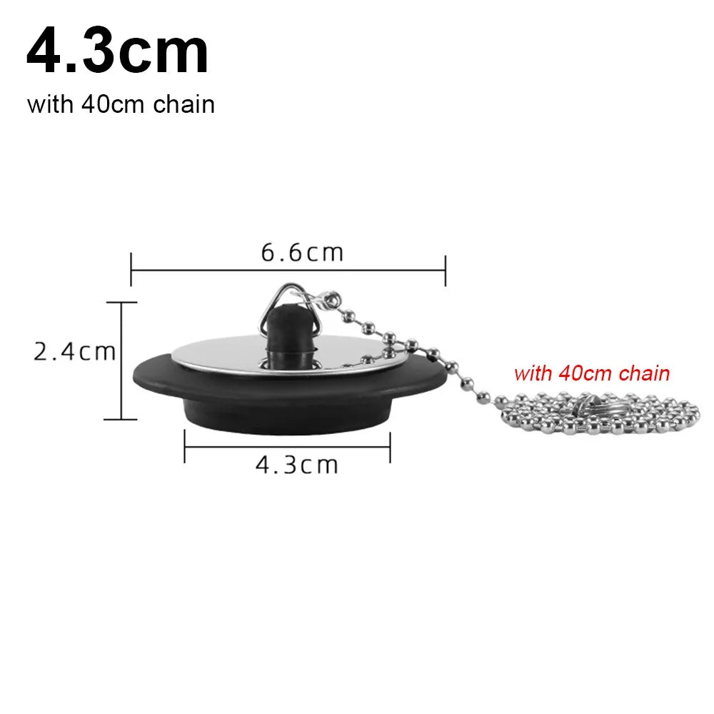 1Pcs Durable Rubber Tub Stopper With Chain Universal Bath Tub Drain 4/4.3/5cm With Hanging Ring Bathtub Plug Bathtub Accessories Oasis Select 4.3cm