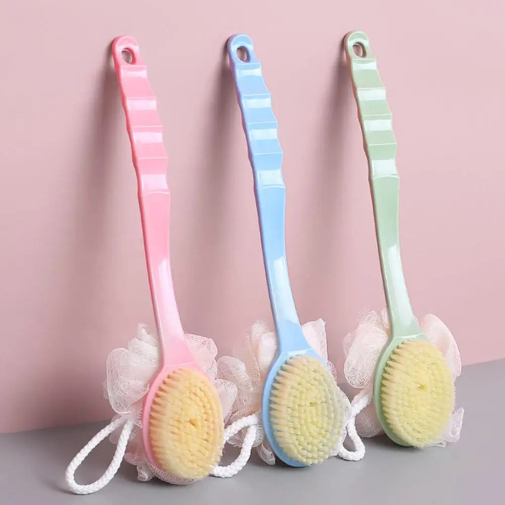 Long Handle Two Sided Shower Body Brush Tied Bath Flower Bathroom Wash Body Silicone Back ExfoliatingBrush Brush Bathing Ma G2K9 Oasis Select
