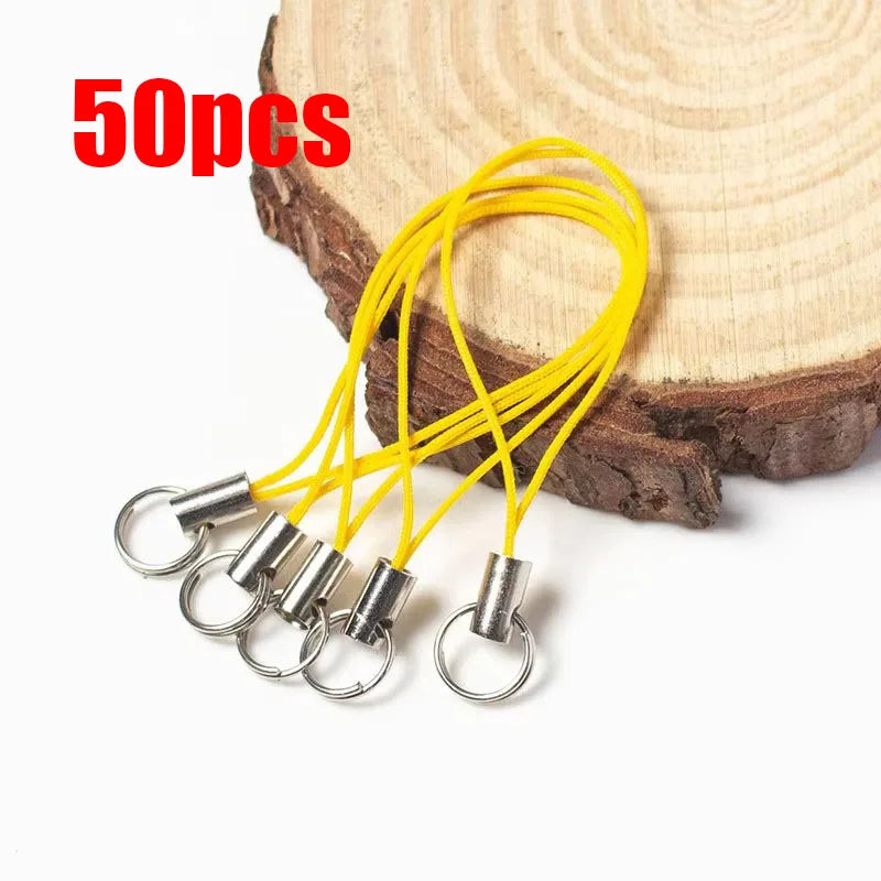 50/100pcs Wire Cord Mobile Phone Craft Pendant Lanyard DIY Handmade Materials Key Ring DIY Toys Pendant Clips Lanyard Accessorie Oasis Select 50pcs Light Yellow