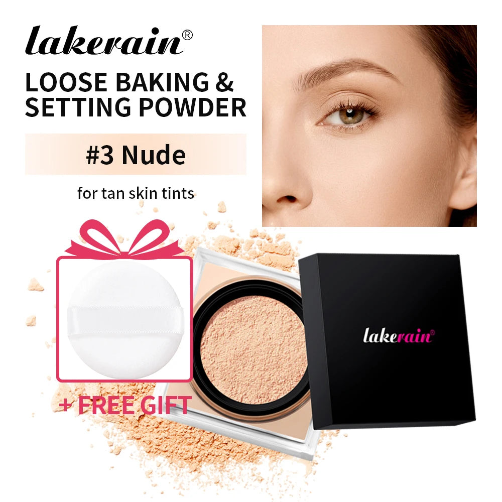 Loose powder makeup Loose Baking&Setting Powder Matte Waterproof Long Lasting Oil Control 4 Colors Loose Powder Makeup Cosmetics Oasis Select Color3with free puff