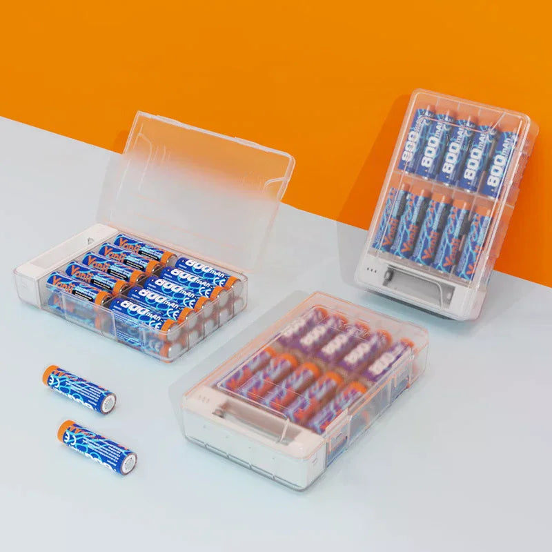 Battery Storage Box with Power Detector – AA & AAA Organizer
