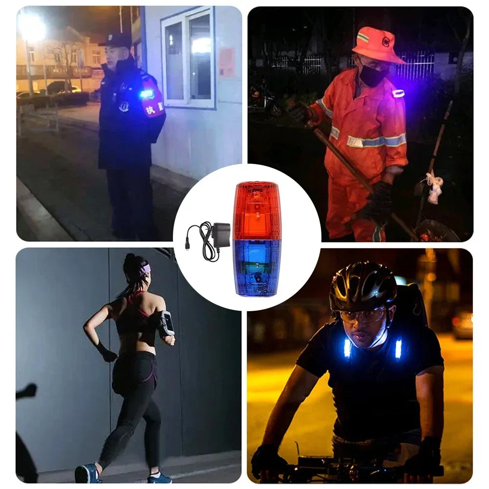 LED Shoulder Warning Light Red Blue Police Shoulder Clip Light Sanitation Worker Safety Patrol Alarm Flash Signal Strobe Lamp Oasis Select