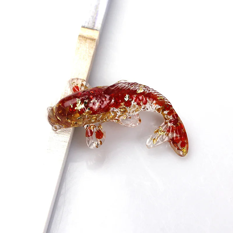 Lucky Koi Fish Figurine – Crystal Epoxy Resin Desk Ornament