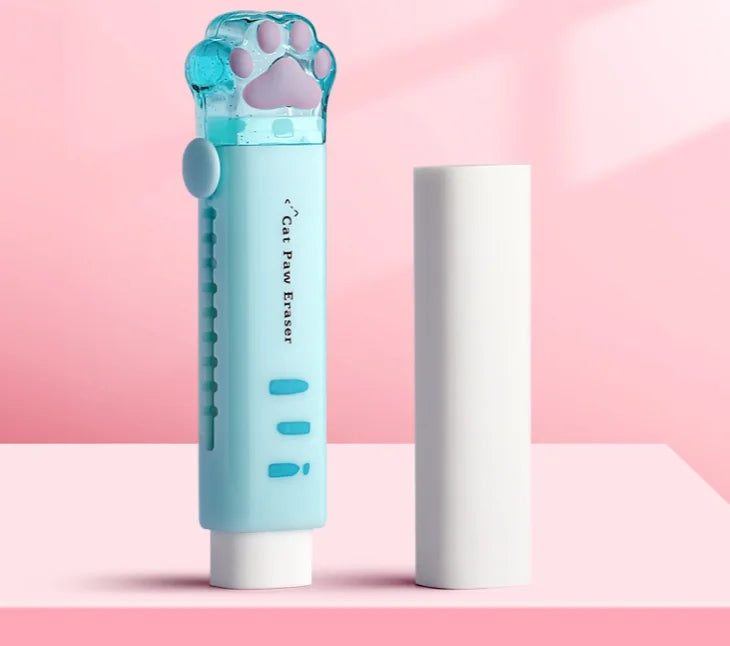 Eraser with retractable push-pull design, creative cartoon cat claw shape, student-specific stationery, portable eraser Oasis Select Blue