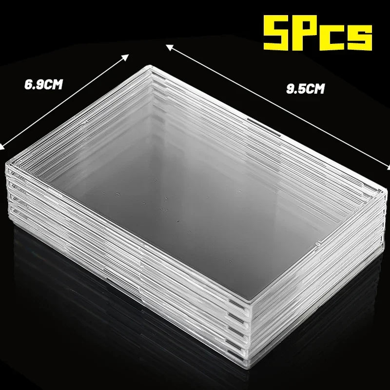 Clear Acrylic Card Holder Snap Type Gaming Sports Trading Card Display Case Kpop Idol Photo Protective Sleeves Not Magnetic Oasis Select 5Pcs Case