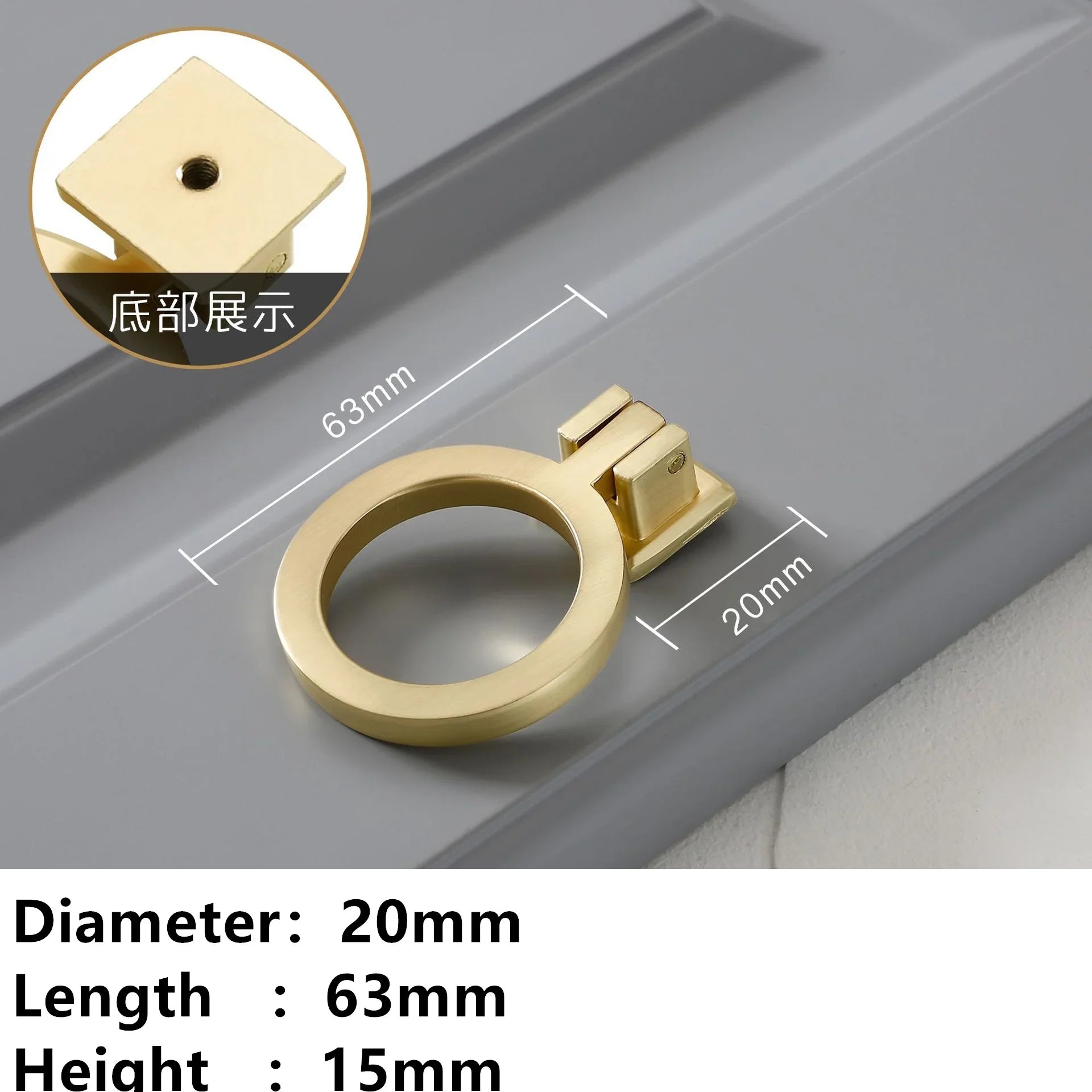 Handles Drawer Cabinet Furniture Kitchen Handles for Cabinet Knob Door Drawer Furniture Kitchen Golden Single hole Rings Knob Oasis Select 2219-Zinc alloy