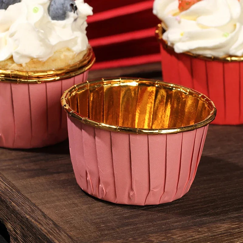 Gold Foil Rolled Paper Cups, Muffin Cupcake, Wedding Party Decorations, Heat Resistant, Kitchen Baking Accessories, 30Pcs Oasis Select