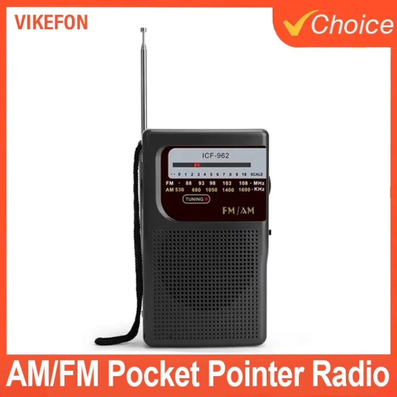 Outdoor Radio Stereo Radio ICF-962 AM/FM Pocket Pointer Radio 2 x AA Battery Operated for Indoor Outdoor Camping Emergency Us Oasis Select