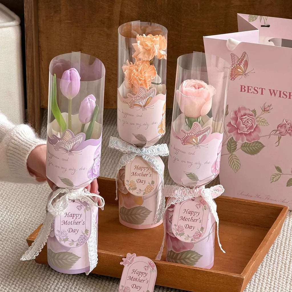 10PCS Rose Flower Bouquet Packaging Bags Flower Wrapping Bags for Mother's Day Wedding Birthday Party Gift Decoration Oasis Select