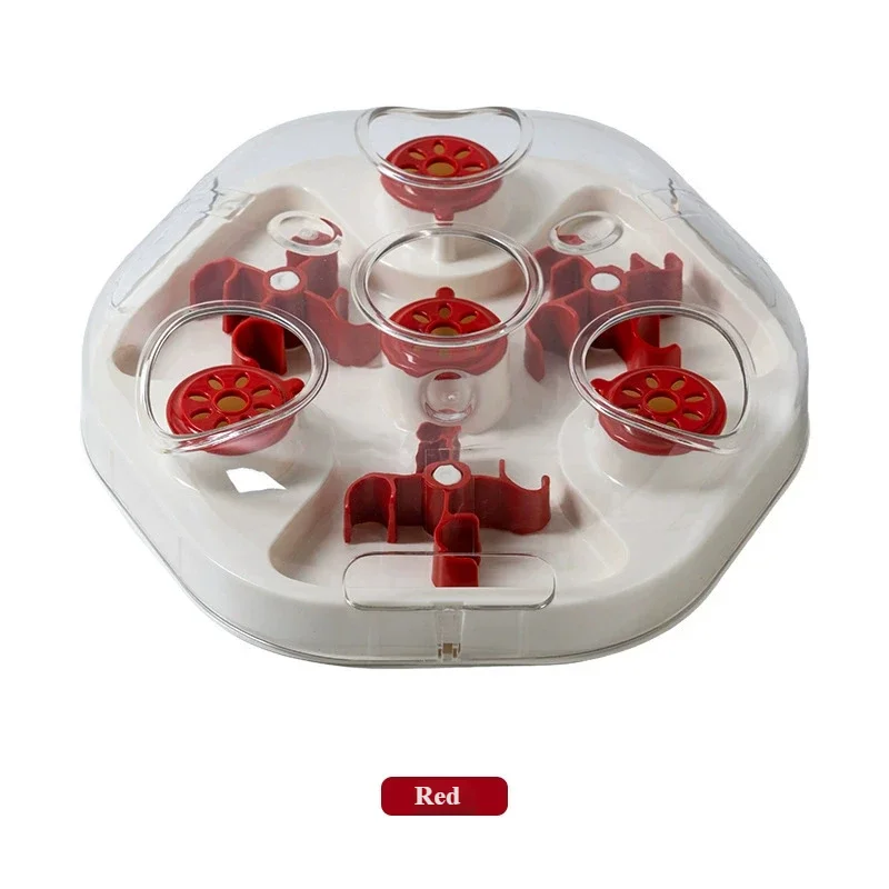 Cat puzzle leakage toy, cat hiding food, anti choking, freeze-drying, slow food maze, teasing cat leakage toy Oasis Select Red
