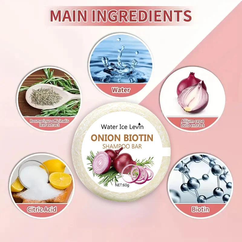 Onion & Biotin Shampoo Bar 60g – Rosemary, All Hair Types Solid Shampoo Bar Oasis Select