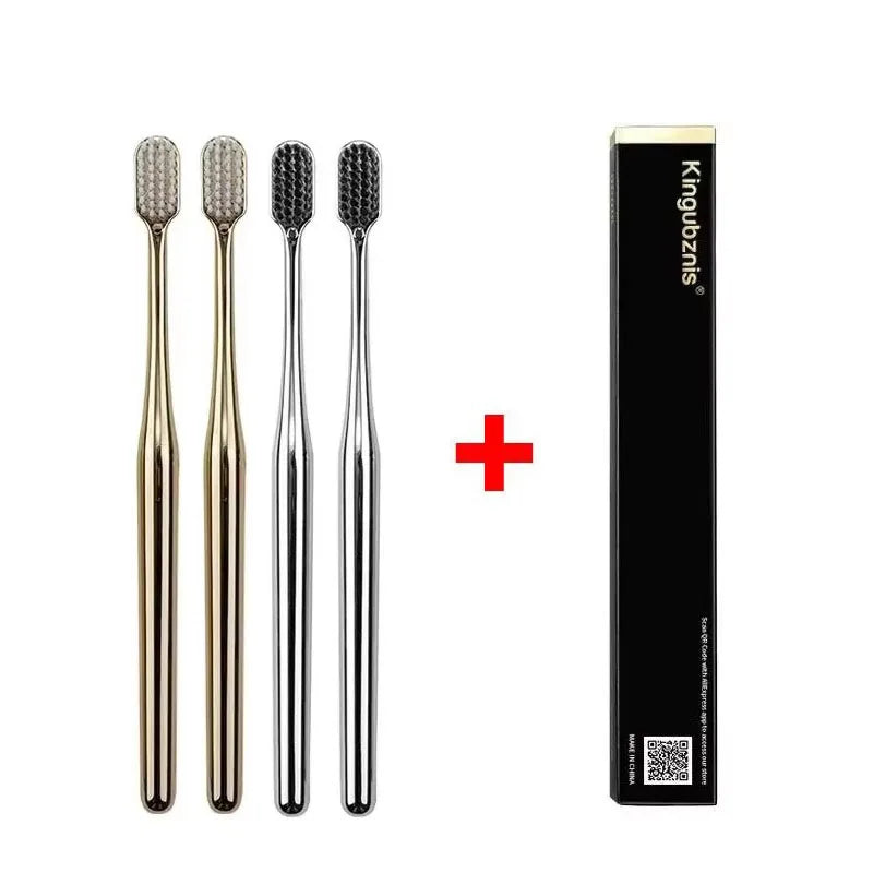 4/1pcs Luxury Soft Toothbrush Men Women Adult Tooth Brush Gold Silver Dental Brushes Elegance Gentle Toothbrushes Drop Shipping Oasis Select Mix-4pcs 1