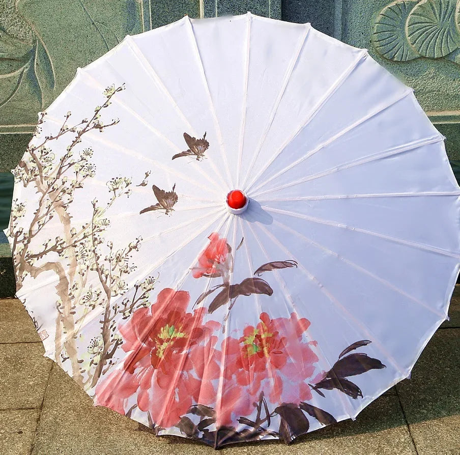 Oil-paper Fringe Rainproof Cloth Umbrella Ancient Props Hanfu Dance Umbrella Performance Classical Decorative Craft Umbrella Oasis Select 12 24K Bamboo