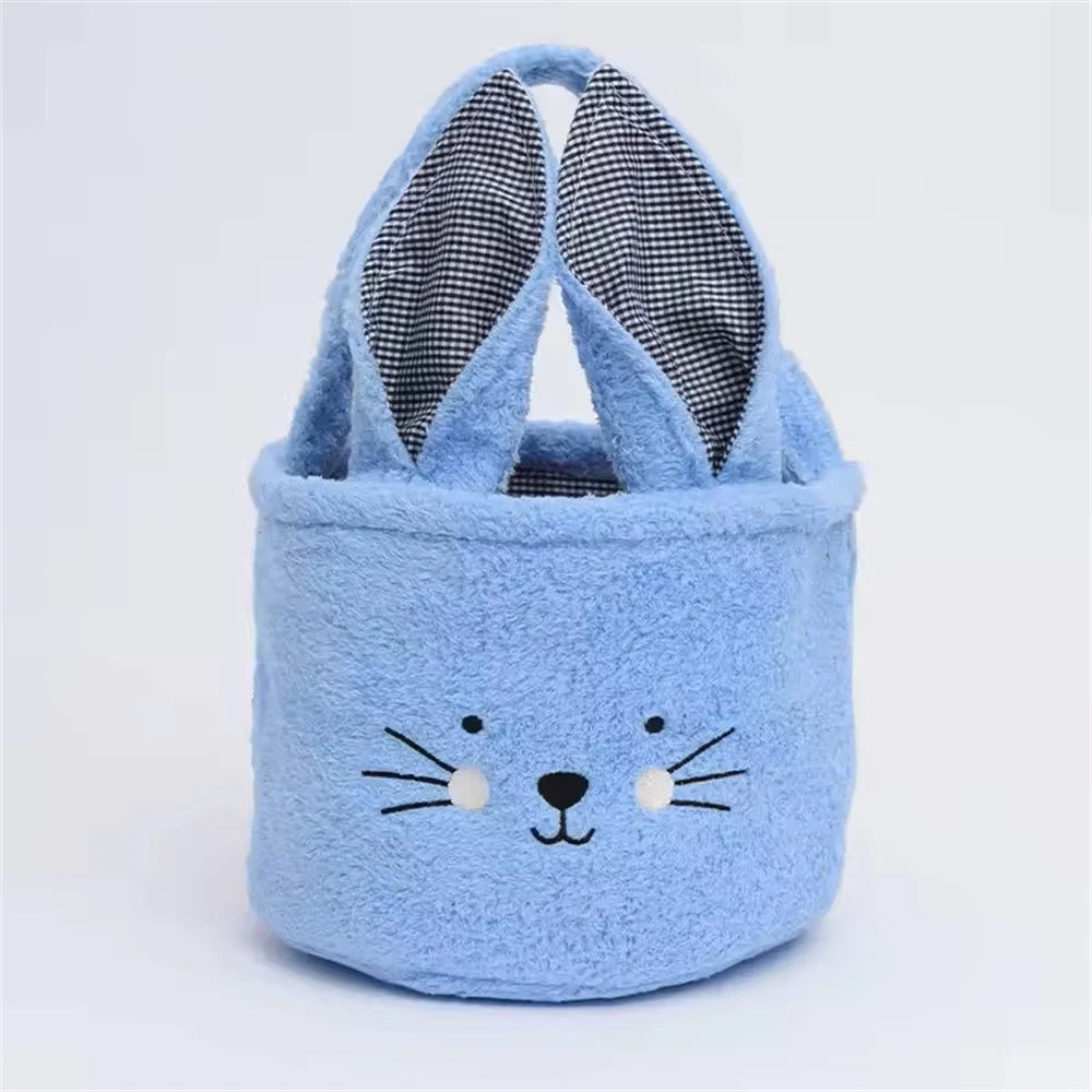 Easter Basket Cute Plush Candy Bag with Handle Soft Pasty Storage Bucket Easter Egg Decorations and Gift Basket Oasis Select Blue Other