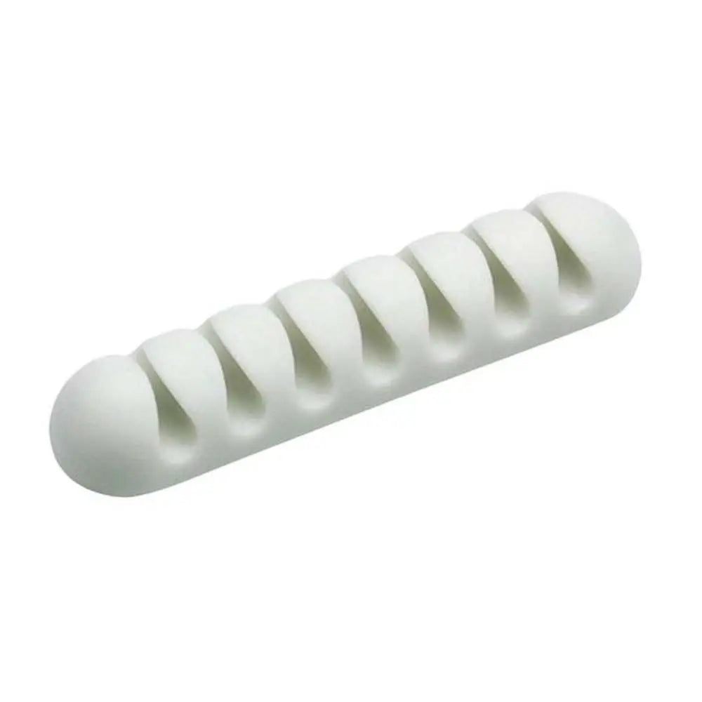 7 Holes USB Cable Organizer Cable Clamp Wire Winder Headphone Earphone Holder Cord Silicone Clip Phone Line Desktop Management Oasis Select white