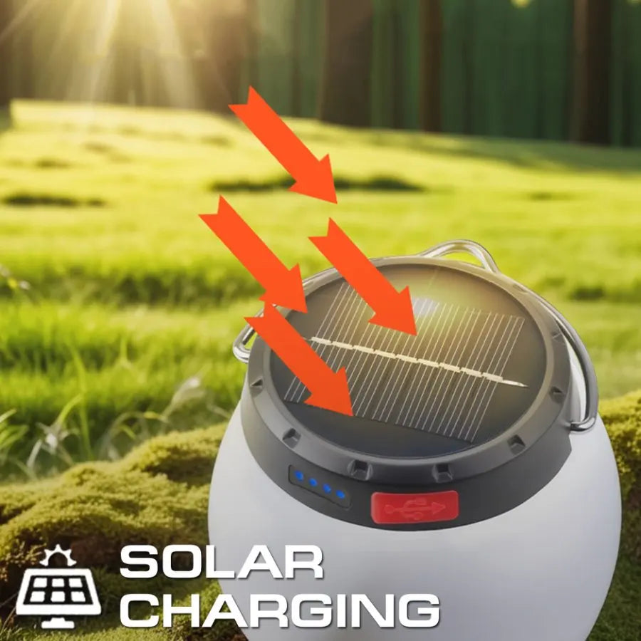 Portable LED Camping Light Warm Yellow Light Outdoor Hanging Lights 3 Modes USB Rechargeable Tent Lamp Solar Camping Lantern Oasis Select