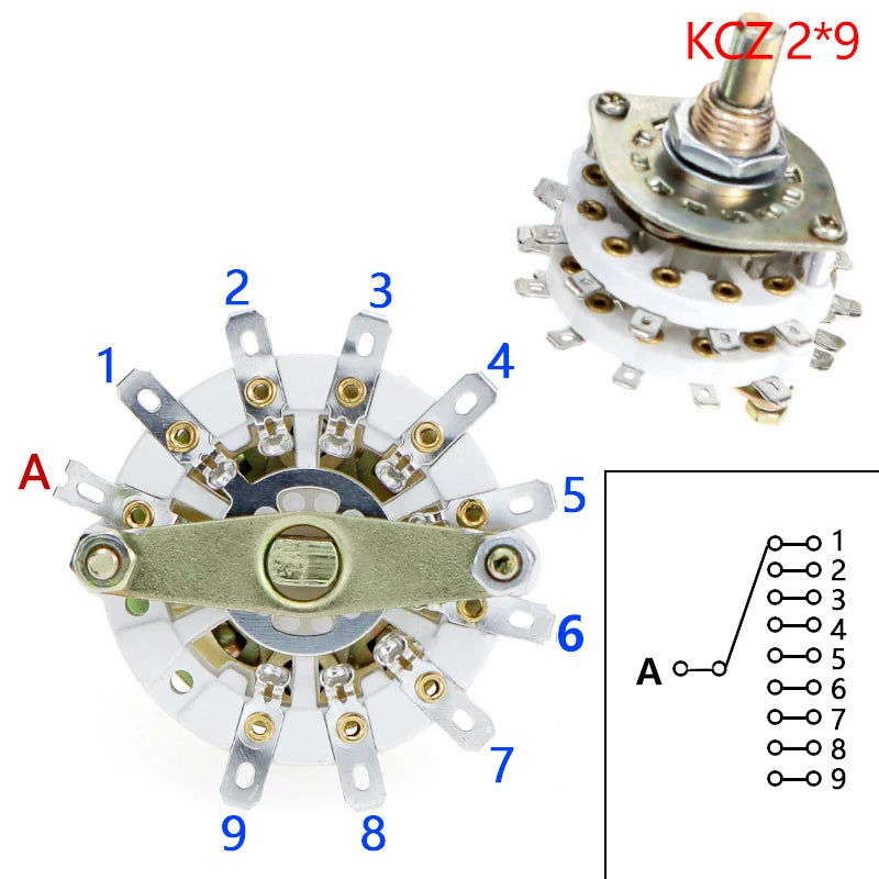 New 2 Pole 6/7/8/9/10 Position 4 Pole 3/5 Position With Channel Rotary Switch Selector With Cap Channel Selector Rotary Switch Oasis Select Other KCZ 2x9
