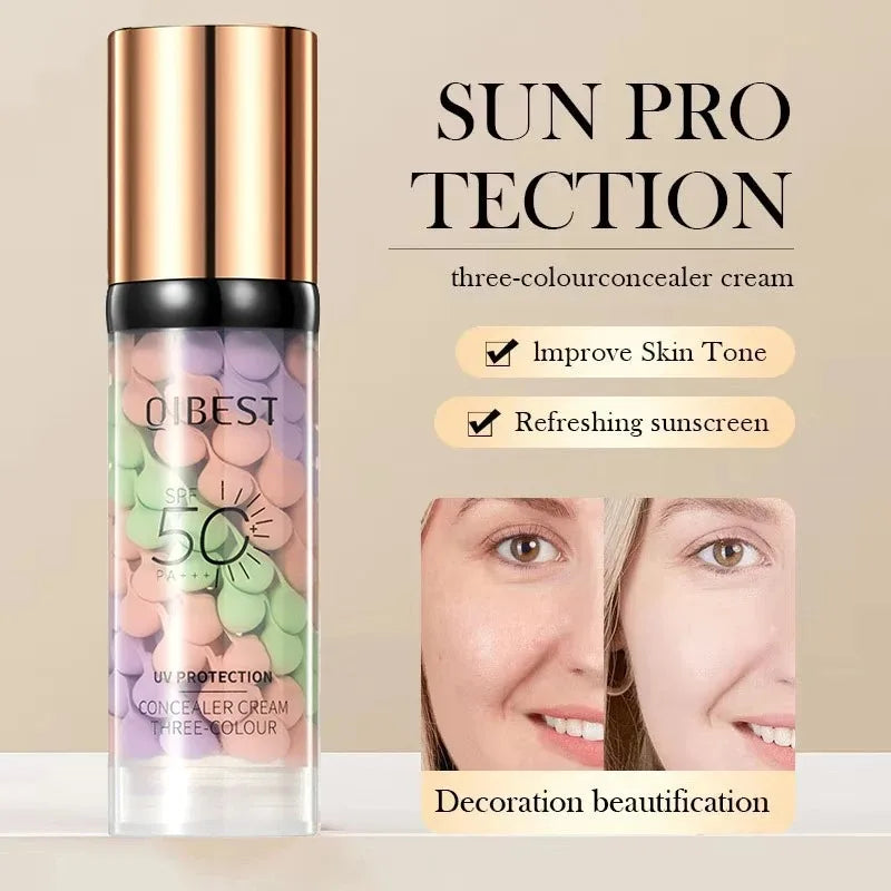 SADOER Tri-Color Face Primer Cream – Brighten, Conceal & UV Protect