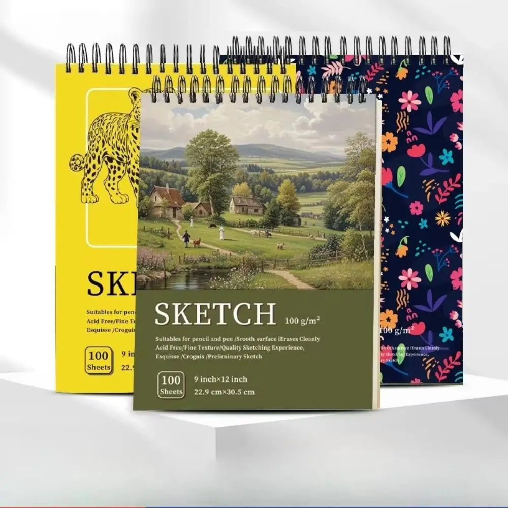 100 Sheets Coil Sketchbook Portable Easy To Tear Spiral Bound Artist Sketchbook Acid-Free Paper Perforated Pages Oasis Select