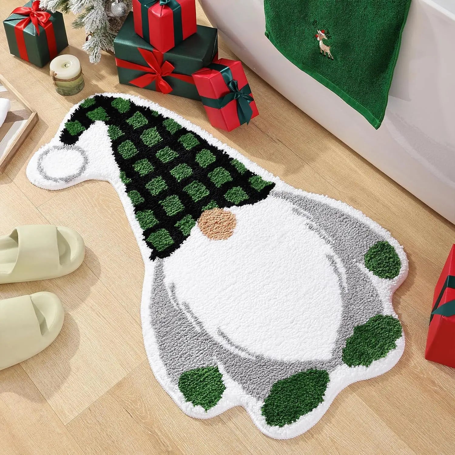 Nordic Irregular-shaped Christmas Series Faux Cashmere Floor MATS Home Decorative Bathroom Absorbent MATS Oasis Select Snowman-3 40 60cm