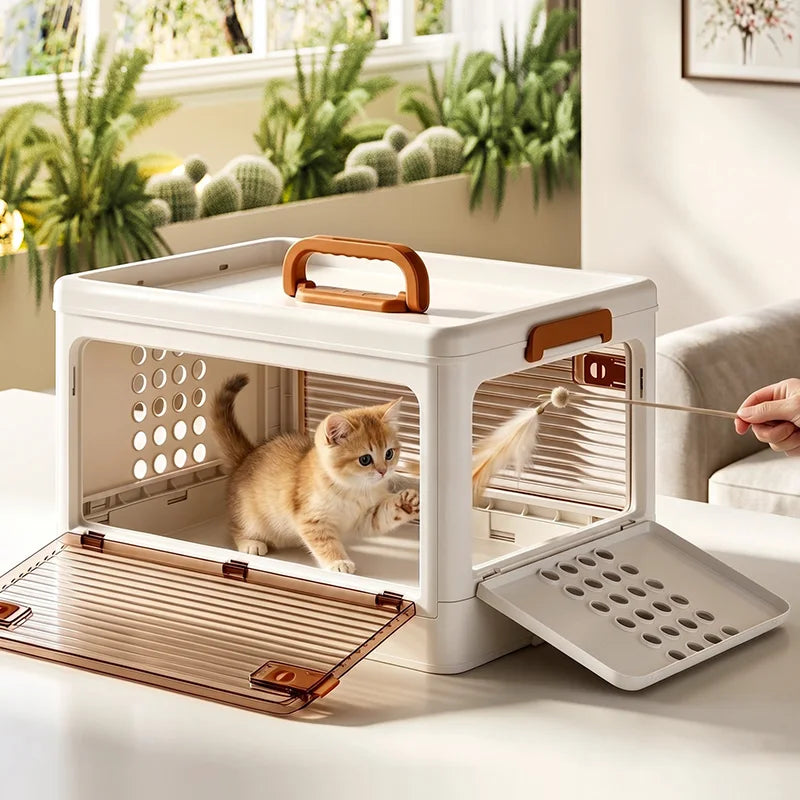 Pet waste disposal hand-held folding box for cats and dogs when going out - box with ventilation for vehicle and aviation use Oasis Select