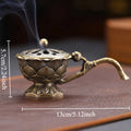 Creative Handheld Lotus Incense Burners Retro Sandalwood Incense Burner Hollow Out Alloy Censer Home Teahouse Decor Oasis Select L-qing