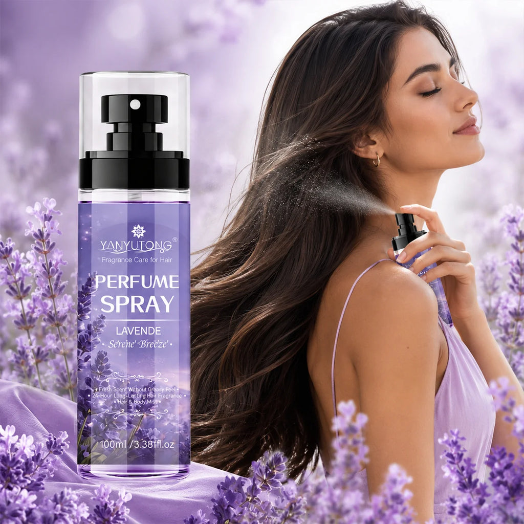 Four scented spray options for hair care, featuring long-lasting fragrance, moisturizing and nourishing properties, and a silky, Oasis Select LAVENDE