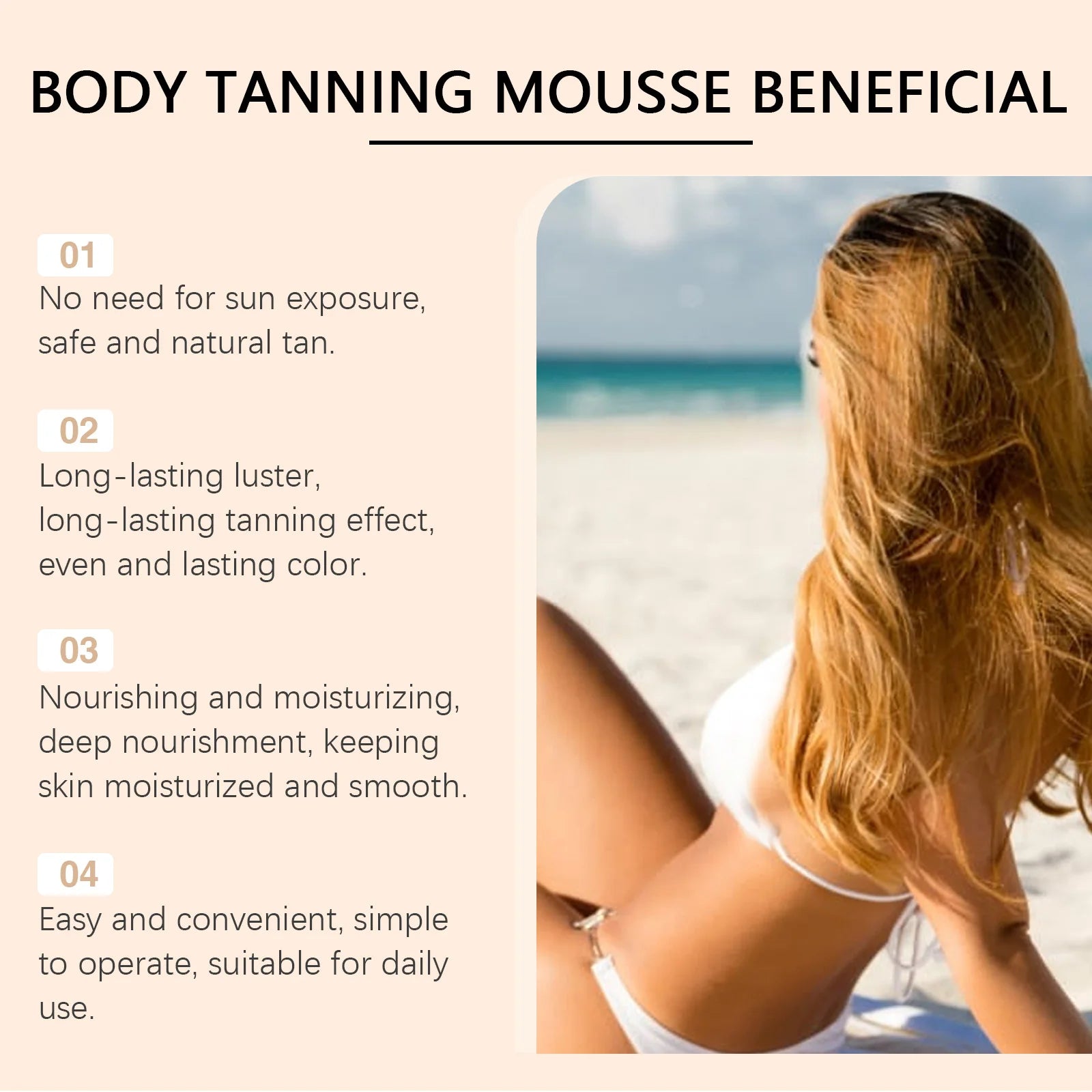 Body Self Tanning Mousse Fake Tan Bronze Skin Quick Natural Tanning Mousse Body Bronzer Sunless Self Tanner Face Body Outdoor Oasis Select