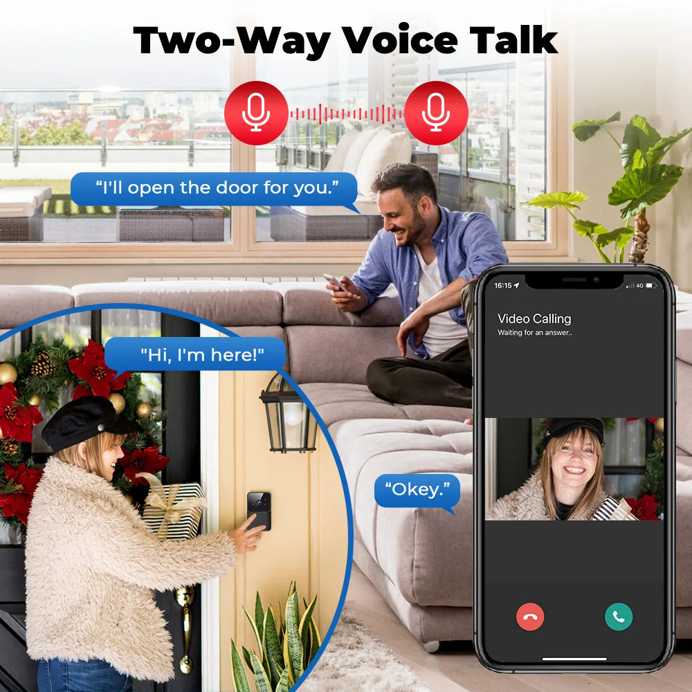 Works with tuya Wifi Doorbell Outdoor HD Camera Anti-Theft Night Vision Home Monitor Door Phone Voice Intelligent Door Bell Oasis Select