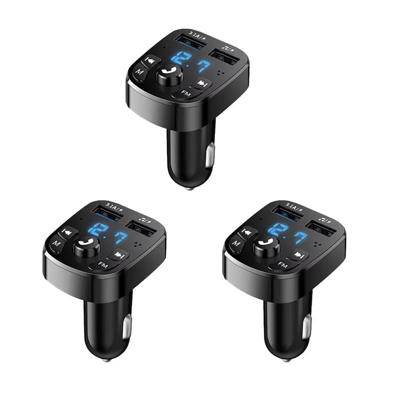1/2/4/6pcs Bluetooth 5.0 Fm Transmitter Car Mp3 Player Wireless Hands-Free Audio Receiver Car Radio Dual USB Fast Charger Oasis Select 3pcs
