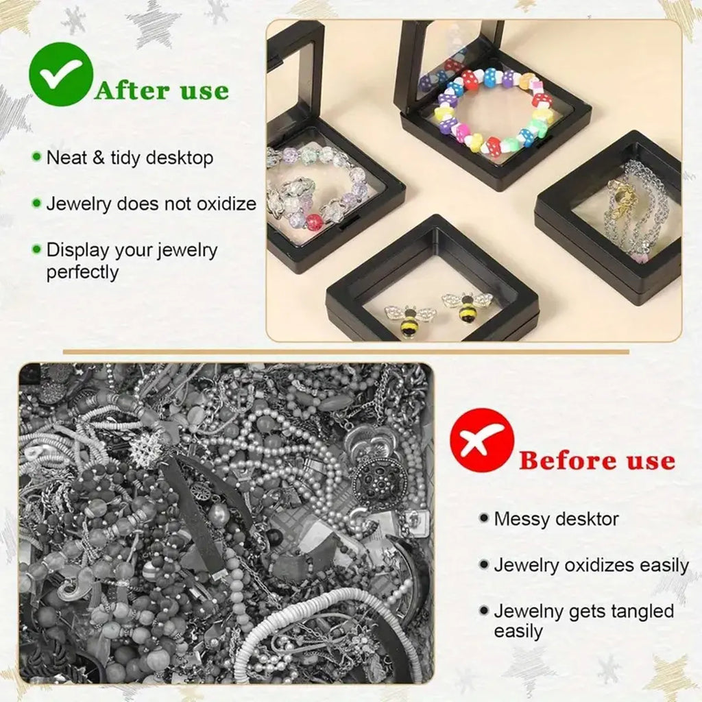 10pcs,Floating display box with base, transparent film display box, challenge coins, specimens, jewelry display and storage Oasis Select