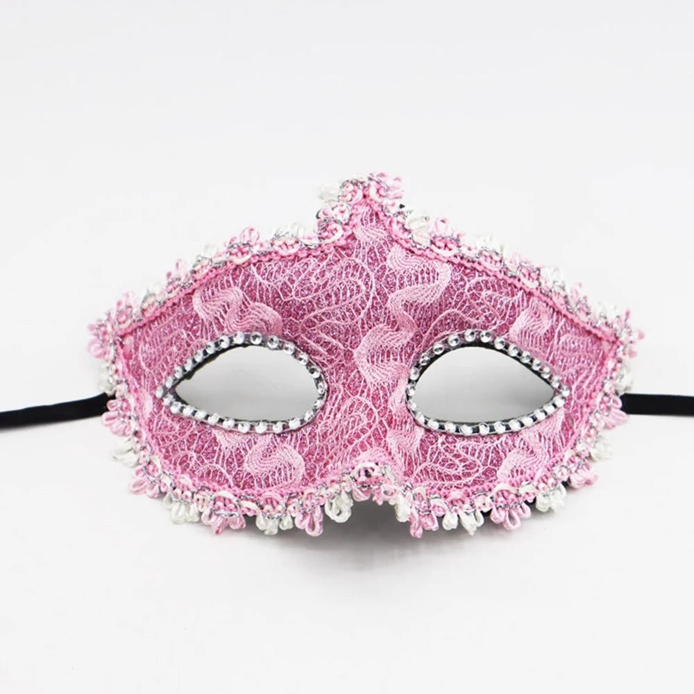 Adult Half-Face Mask Retro Half Face Masks Venetian Party Beauty Princess Mask Prop Halloween Christmas Masquerade Ball Decor Oasis Select Pink