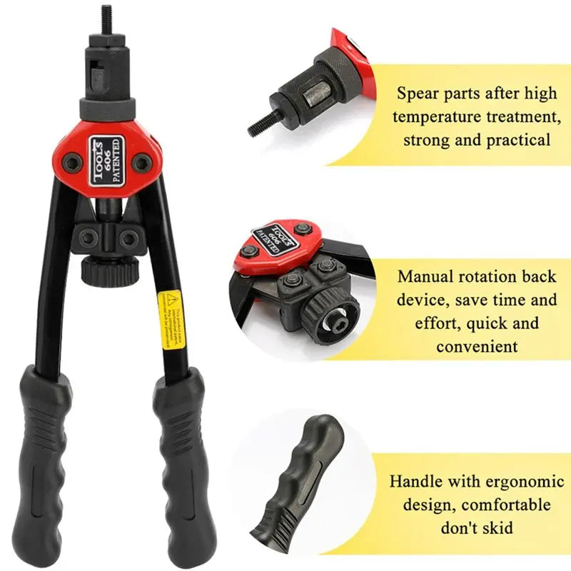 LIKE WISH 50Pcs Rivet Nut +Hand Threaded Rivet Nuts-Gun BT606 M3 /M5 M6 M8 Double Insert Riveting Rivnut Rivet Tool Oasis Select