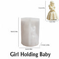 Mother Theme Girl Holding Baby Silicone Mold, 3D Sculpted Mold for Aromatherapy Candle Plaster Ornament Handmade Soap DIY Crafts Oasis Select Ivory