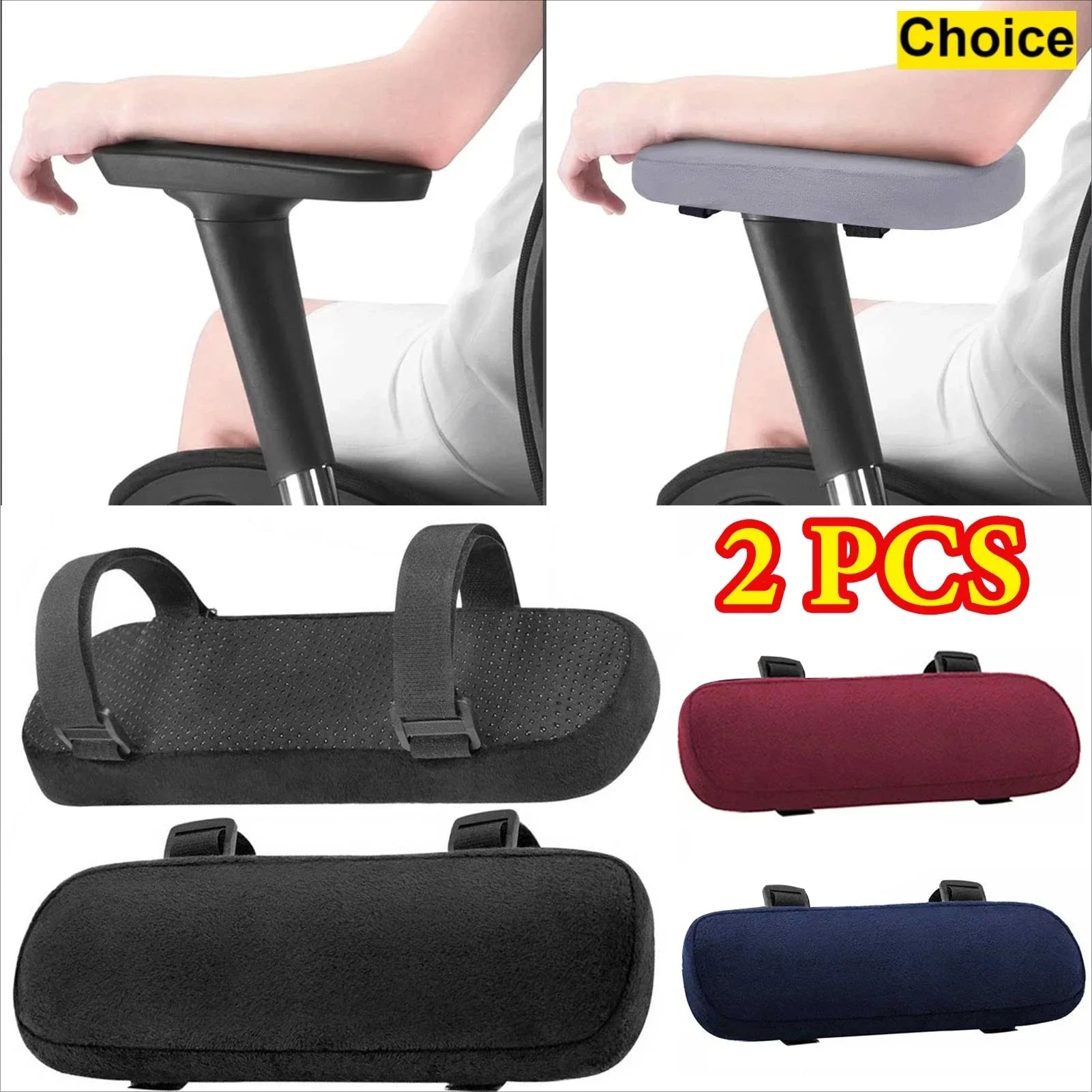 2PCS Memory Foam Armrest Pads for Office Chair Universal Fit Elbow Support Cushion Arm Pressure Relief Covers for Desk Chairs Oasis Select