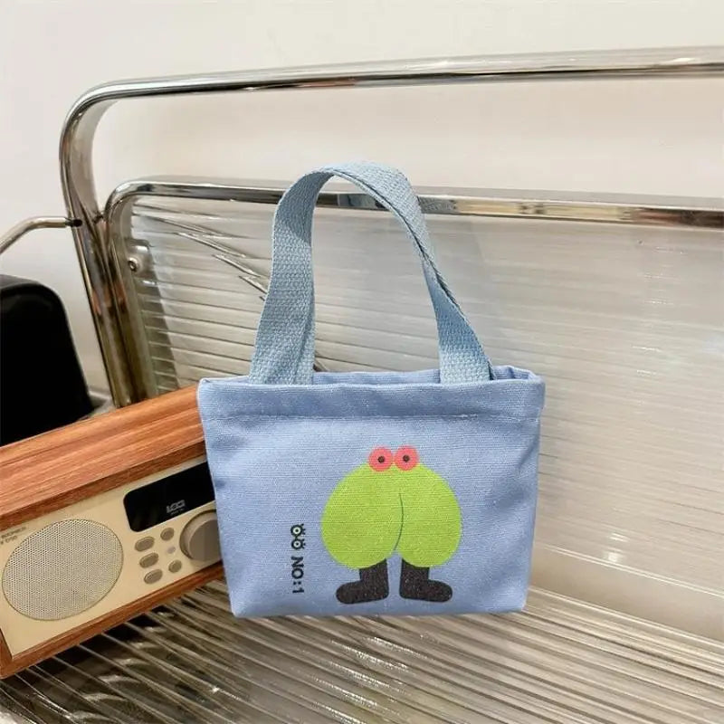 Canvas Bag Korean Style Small Bags Women's Handbag Mini Hand Snack Bag Lunch Bag Oasis Select Blue