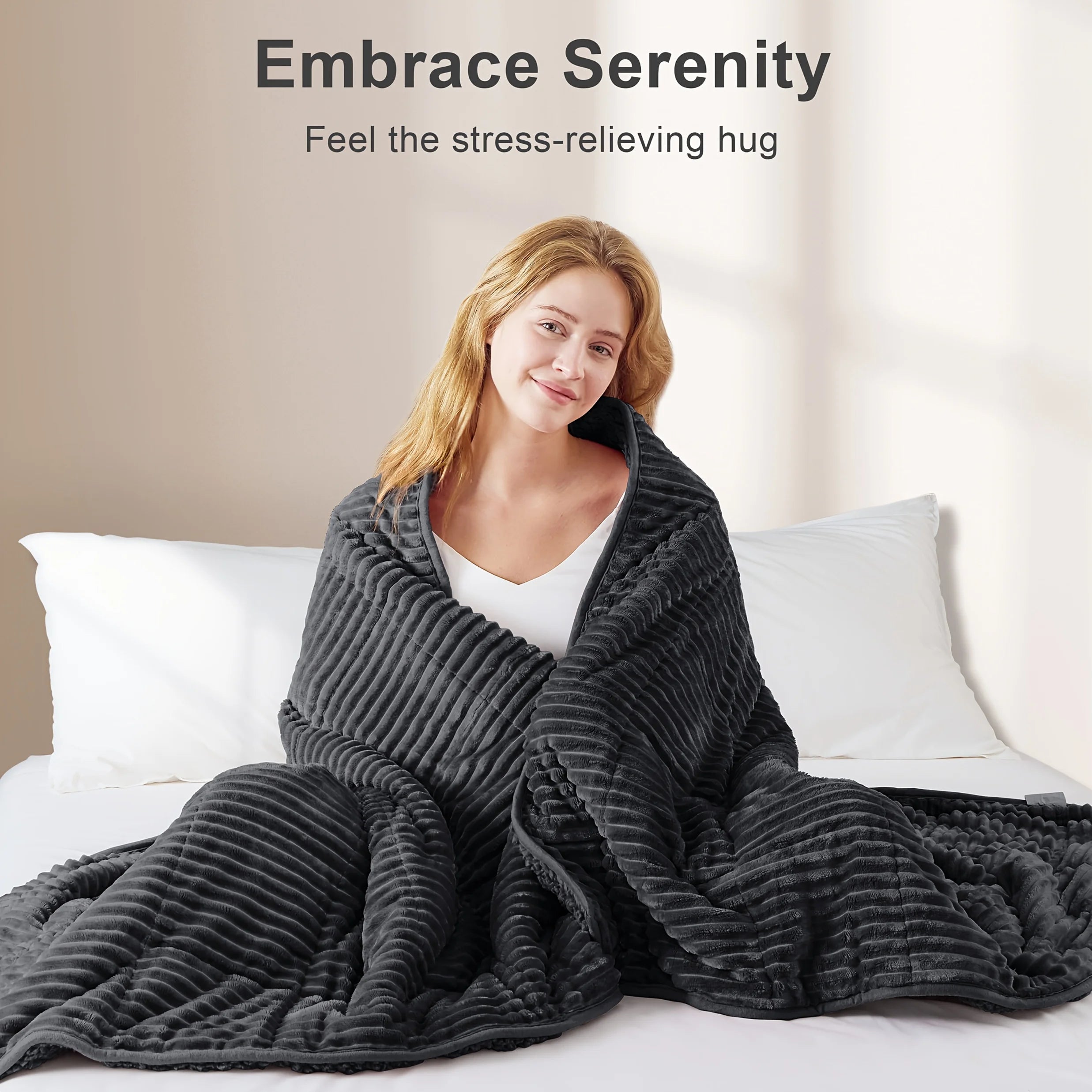 15lbs Weighted Blanket Queen Size for Adults, Dual Sided Heavy Bedspread All Season Cooling Warm, Dark Grey Purple Throw Blanket Oasis Select