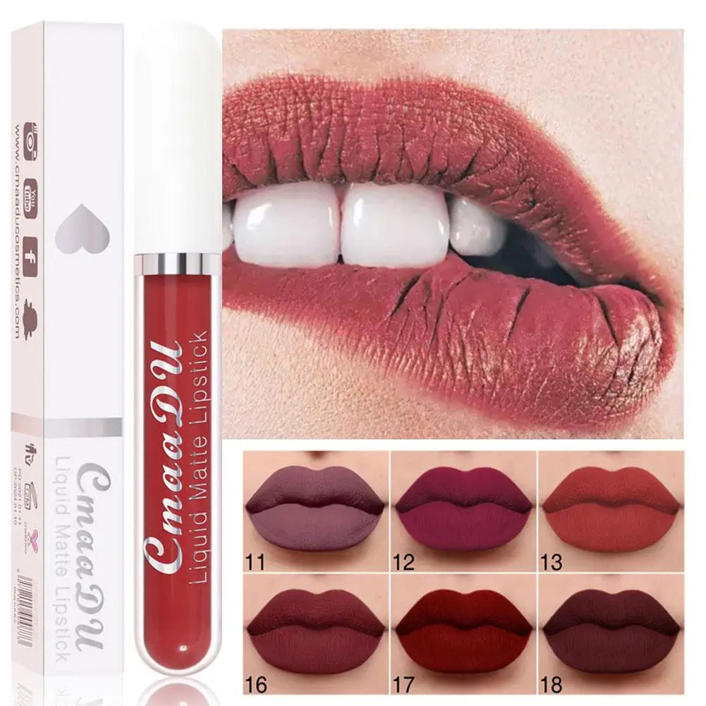18 Color Waterproof Liquid Matte Lipstick Long Lasting Sexy Red Moisturizing Lip Gloss Velvet Non-Stick Lip Tint Makeup Cosmetic Oasis Select