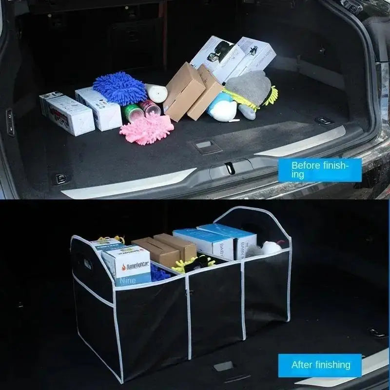 1pc Universal Car Trunk Organizer Portable Foldable Waterproof Auto Storage Bag With 3 Compartments For SUV Truck Van Sedan ﻿ Oasis Select